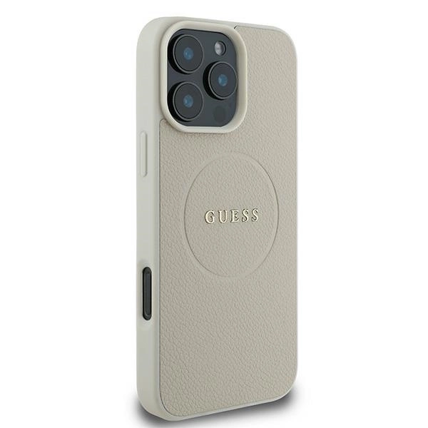 Guess Grained Ring MagSafe case for iPhone 16 Pro - beigeeng