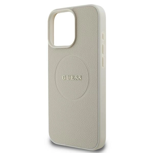Guess Grained Ring MagSafe case for iPhone 16 Pro - beigeeng