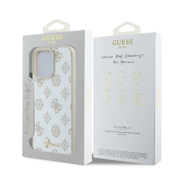 Guess Peony Script Logo MagSafe iPhone 16 Pro Case - Whiteeng