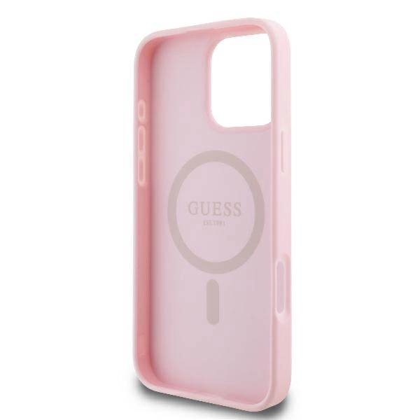 Guess Peony Script Logo MagSafe iPhone 16 Pro Case - Pinkeng