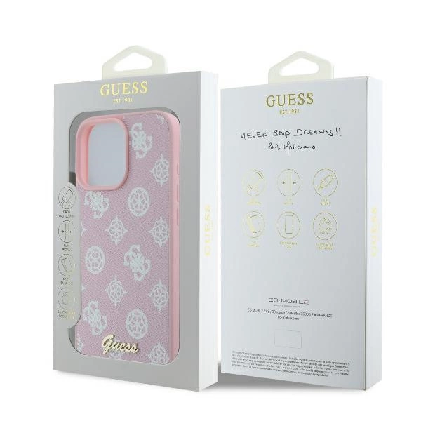 Guess Peony Script Logo MagSafe iPhone 16 Pro Case - Pinkeng