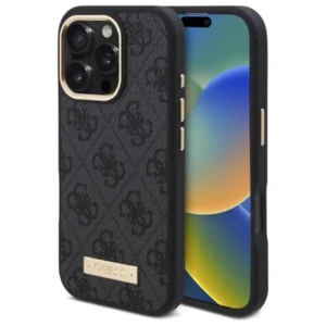 Guess 4G Logo Plate MagSafe Case for iPhone 16 Pro - Blackeng