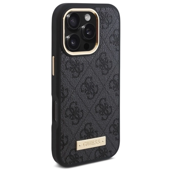 Guess 4G Logo Plate MagSafe Case for iPhone 16 Pro - Blackeng