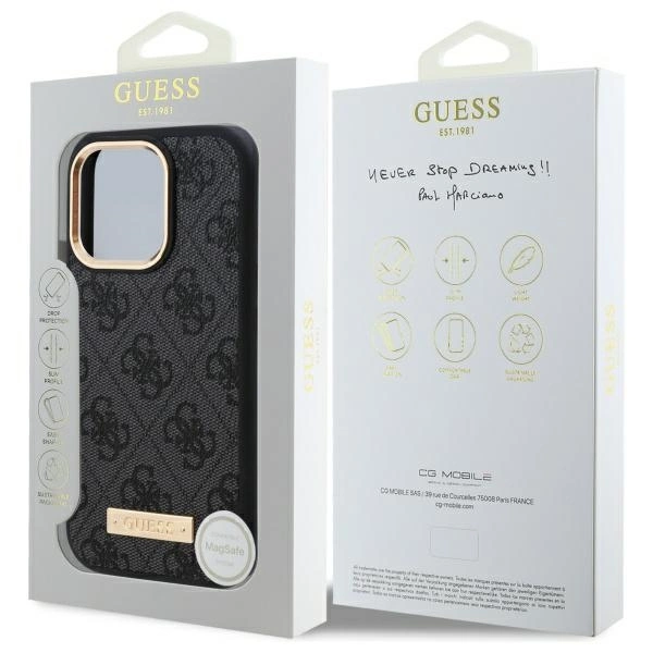 Guess 4G Logo Plate MagSafe Case for iPhone 16 Pro - Blackeng