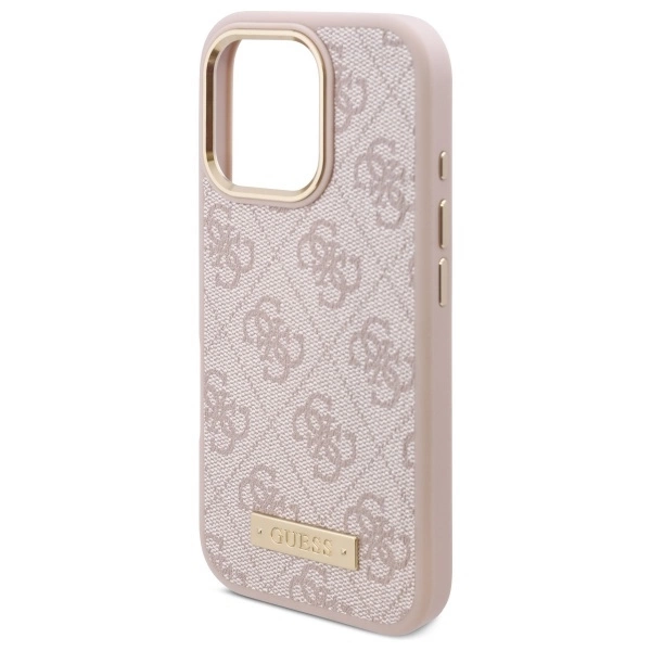 Guess 4G Logo Plate MagSafe iPhone 16 Pro Case - Pinkeng