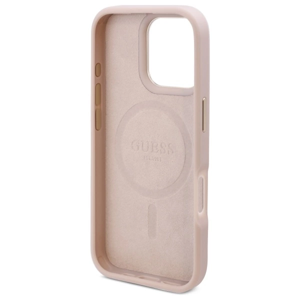 Guess 4G Logo Plate MagSafe iPhone 16 Pro Case - Pinkeng