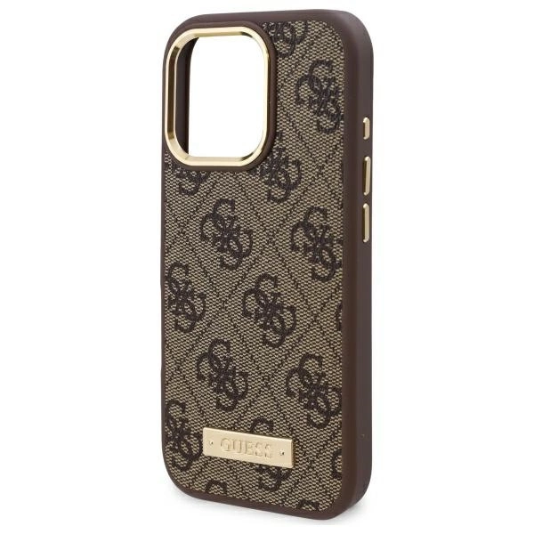 Guess 4G Logo Plate MagSafe iPhone 16 Pro Case - Browneng