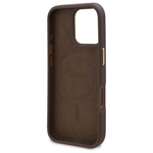Guess 4G Logo Plate MagSafe iPhone 16 Pro Case - Browneng