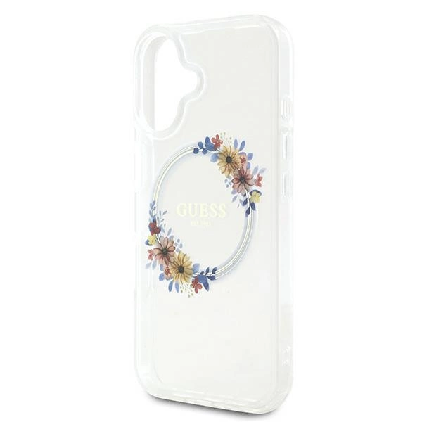 Guess IML Flowers Wreath MagSafe iPhone 16 Plus Case - Cleareng