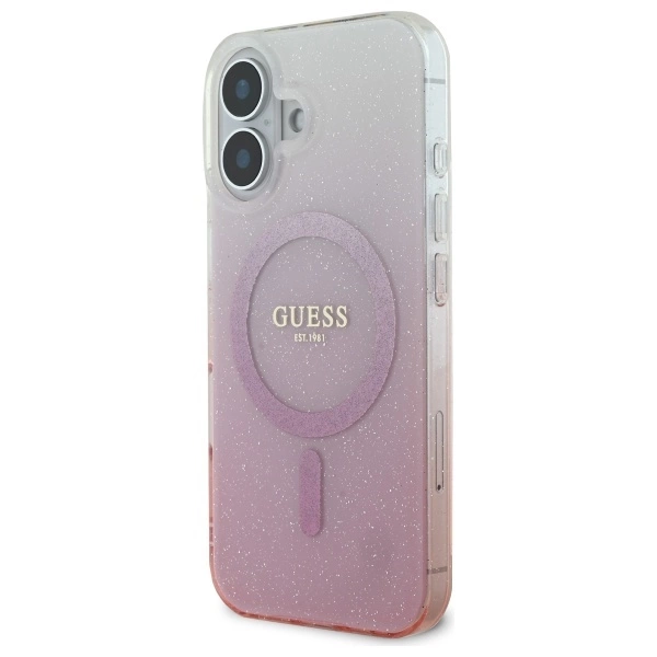 Guess IML Glitter Gradient MagSafe iPhone 16 Plus Case - Pinkeng