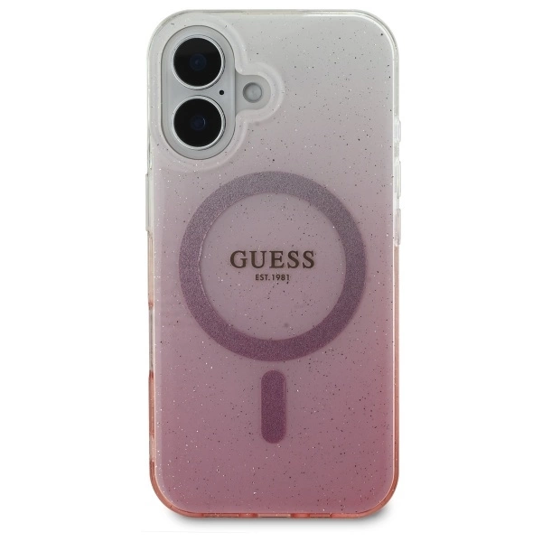 Guess IML Glitter Gradient MagSafe iPhone 16 Plus Case - Pinkeng