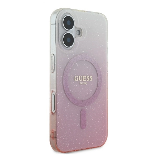 Guess IML Glitter Gradient MagSafe iPhone 16 Plus Case - Pinkeng