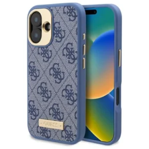 Guess 4G Logo Plate MagSafe Case for iPhone 16 Plus - Blueeng