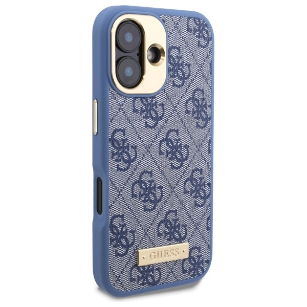Guess 4G Logo Plate MagSafe Case for iPhone 16 Plus - Blueeng