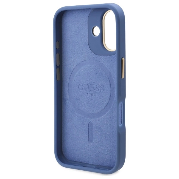 Guess 4G Logo Plate MagSafe Case for iPhone 16 Plus - Blueeng