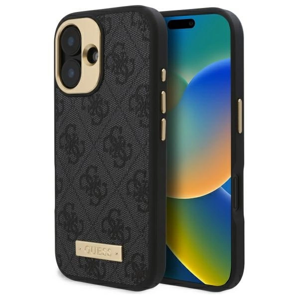 Guess 4G Logo Plate MagSafe Case for iPhone 16 Plus - Blackeng