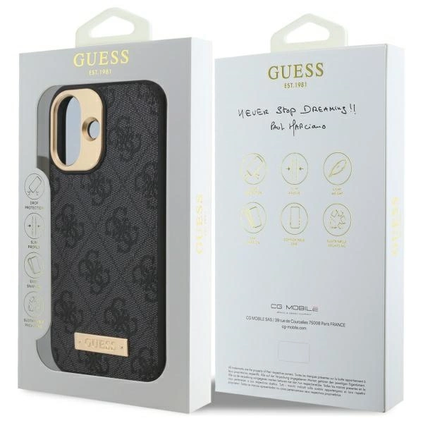 Guess 4G Logo Plate MagSafe Case for iPhone 16 Plus - Blackeng