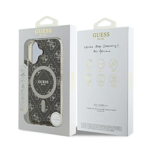 Guess IML 4G Background MagSafe iPhone 16 Case - Browneng