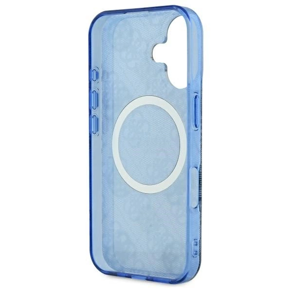 Guess IML Peony On 4G Background MagSafe case for iPhone 16 - blueeng