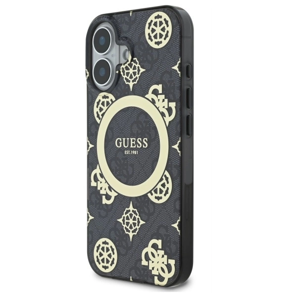 Guess IML Peony On 4G Background MagSafe case for iPhone 16 - blackeng