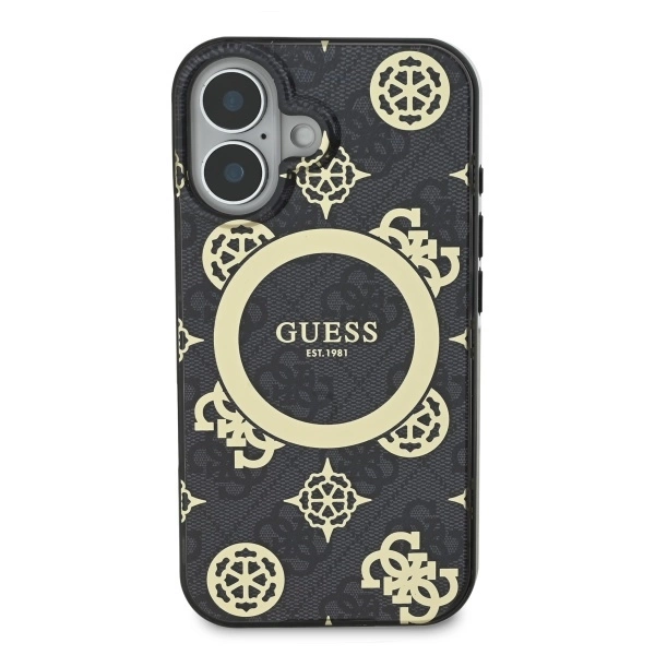 Guess IML Peony On 4G Background MagSafe case for iPhone 16 - blackeng