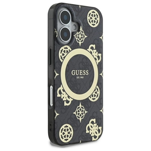 Guess IML Peony On 4G Background MagSafe case for iPhone 16 - blackeng