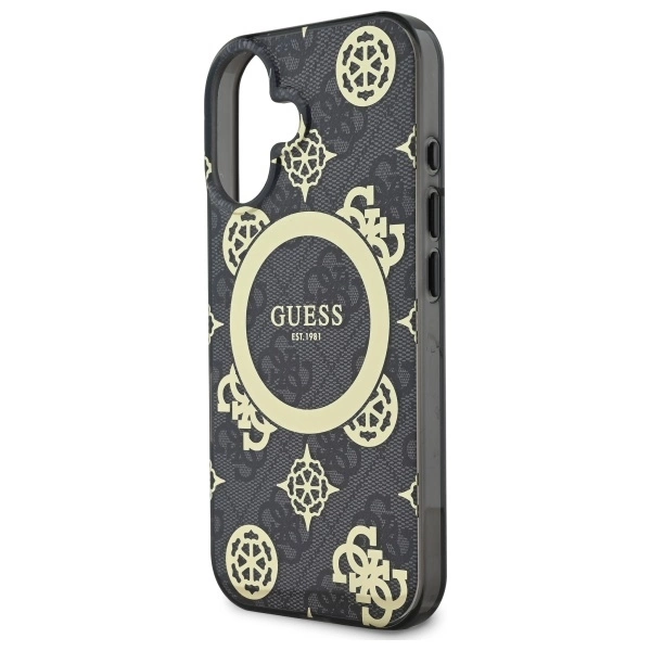 Guess IML Peony On 4G Background MagSafe case for iPhone 16 - blackeng