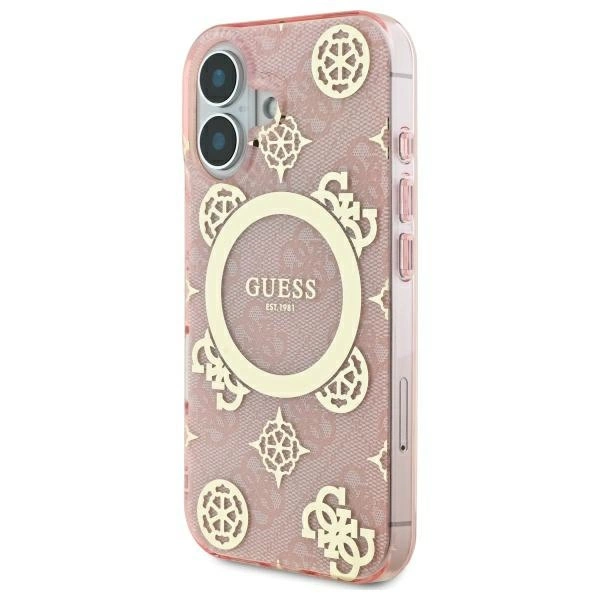 Guess IML Peony On 4G Background MagSafe iPhone 16 Case - Pinkeng