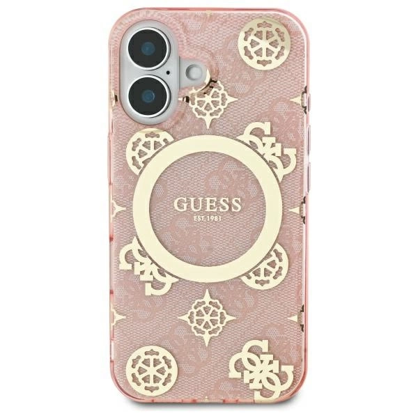 Guess IML Peony On 4G Background MagSafe iPhone 16 Case - Pinkeng