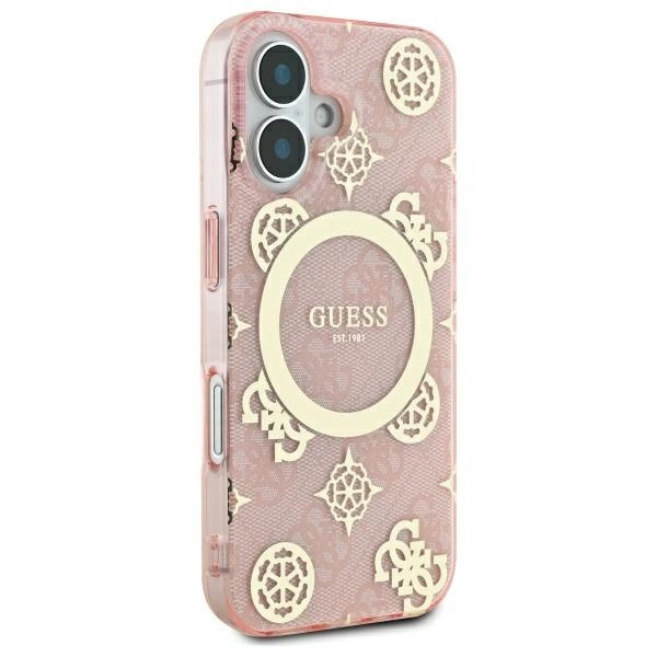 Guess IML Peony On 4G Background MagSafe iPhone 16 Case - Pinkeng