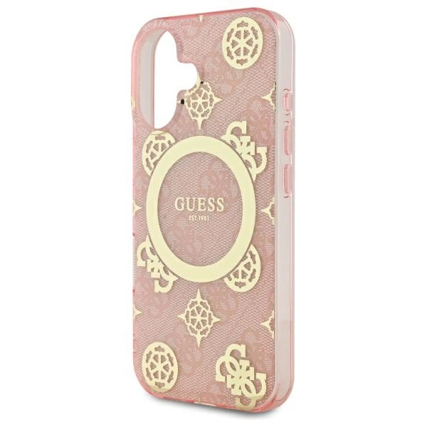 Guess IML Peony On 4G Background MagSafe iPhone 16 Case - Pinkeng