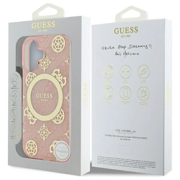 Guess IML Peony On 4G Background MagSafe iPhone 16 Case - Pinkeng
