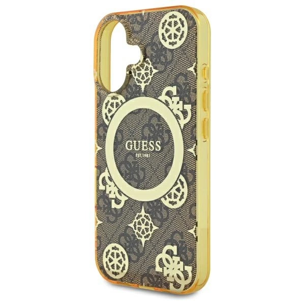 Guess IML Peony On 4G Background MagSafe iPhone 16 Case - Browneng