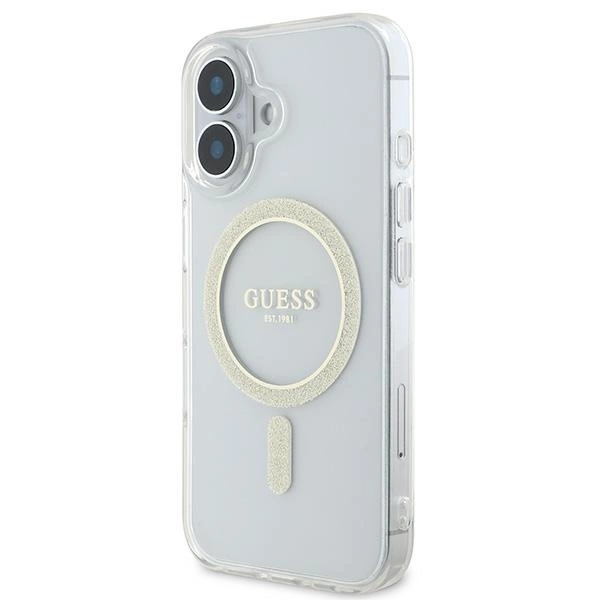 Guess IML Glitter Circle MagSafe iPhone 16 Case - Cleareng