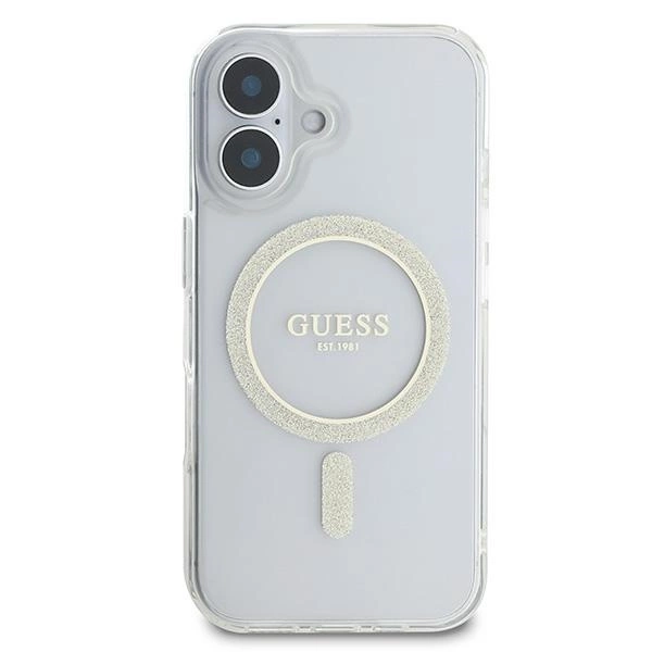 Guess IML Glitter Circle MagSafe iPhone 16 Case - Cleareng