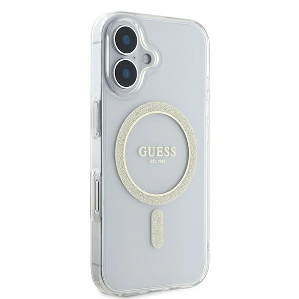 Guess IML Glitter Circle MagSafe iPhone 16 Case - Cleareng