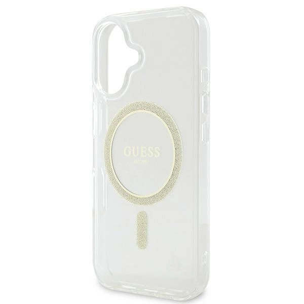 Guess IML Glitter Circle MagSafe iPhone 16 Case - Cleareng
