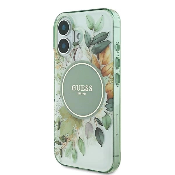 Guess IML Flower & Tonal Circle MagSafe case for iPhone 16 - greeneng