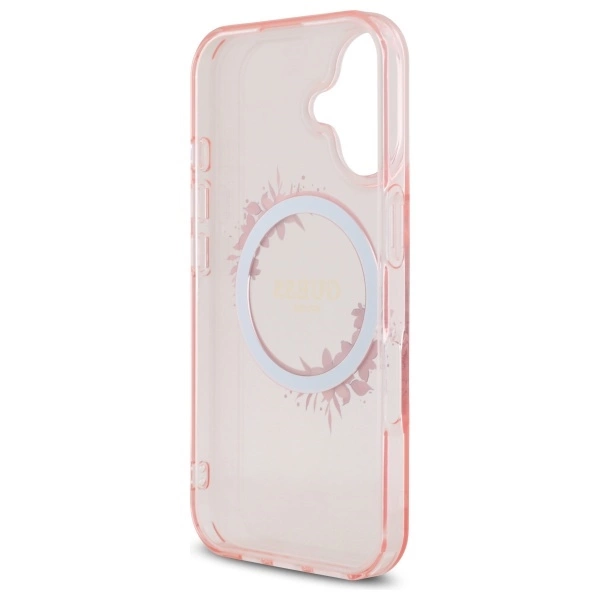 Guess IML Flowers Wreath MagSafe iPhone 16 Case - Pinkeng