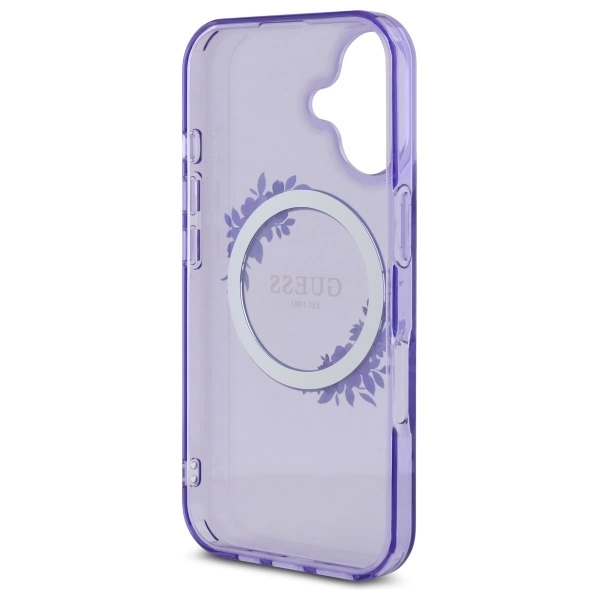 Guess IML Flowers Wreath MagSafe iPhone 16 Case - Purpleeng