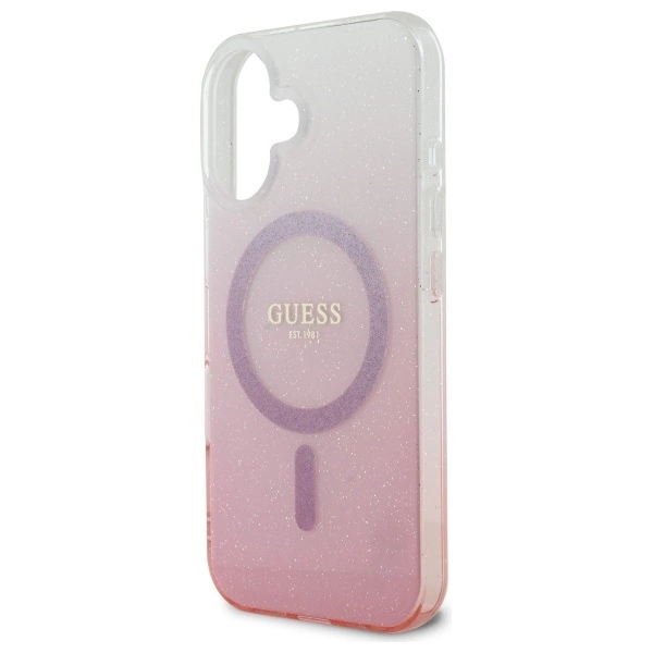 Guess IML Glitter Gradient MagSafe iPhone 16 Case - Pinkeng