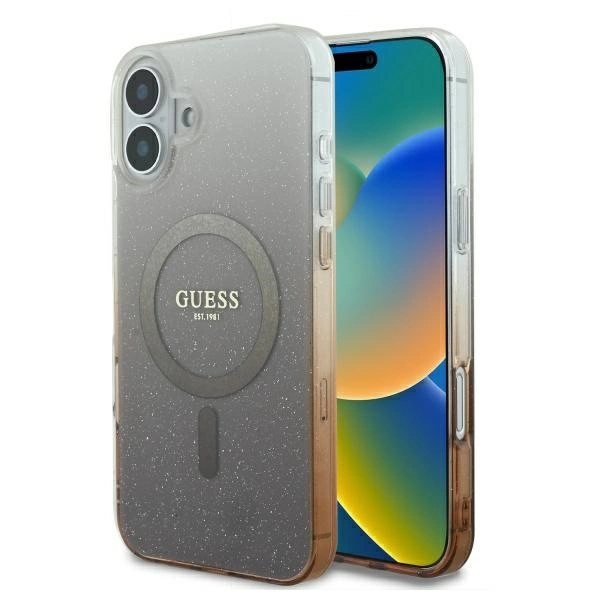 Guess IML Glitter Gradient MagSafe iPhone 16 Case - Browneng