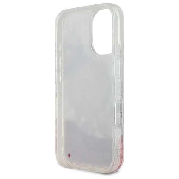 Guess Liquid Glitter Flower MagSafe iPhone 16 Case - Pinkeng