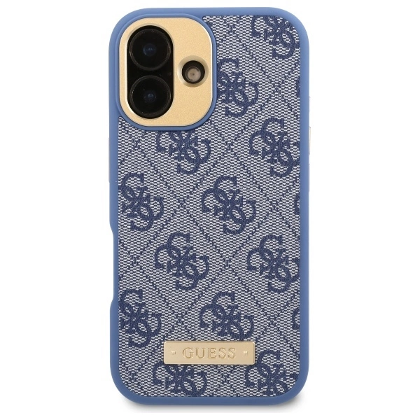 Guess 4G Logo Plate MagSafe iPhone 16 Case - Blueeng