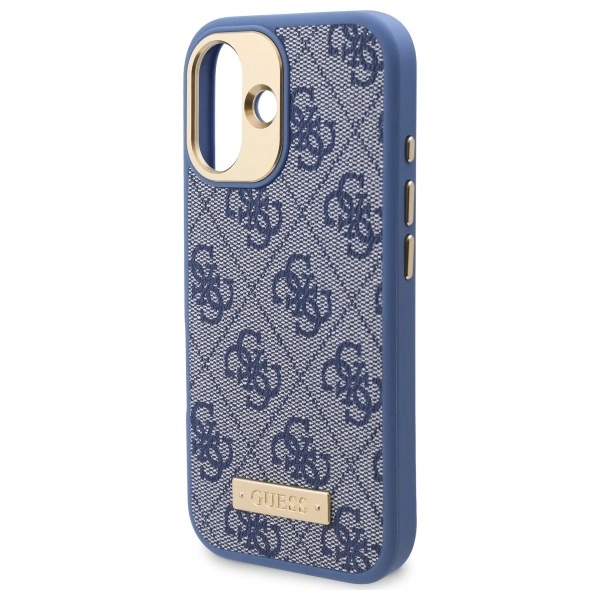 Guess 4G Logo Plate MagSafe iPhone 16 Case - Blueeng