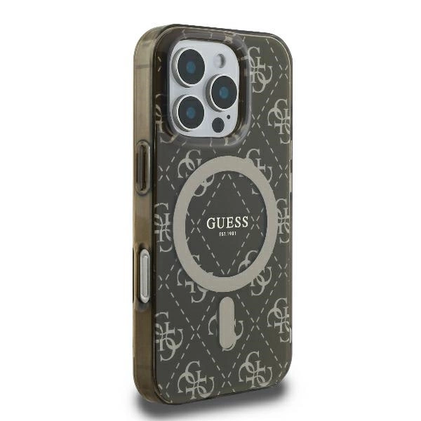 Guess IML 4G Background MagSafe Case for iPhone 16 Pro Max - Browneng