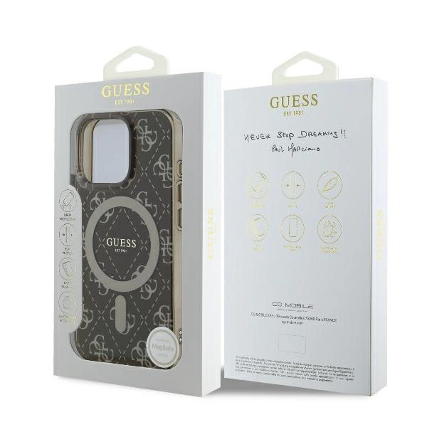 Guess IML 4G Background MagSafe Case for iPhone 16 Pro Max - Browneng