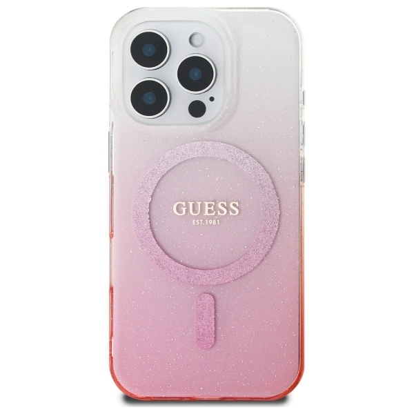 Guess IML Glitter Gradient MagSafe Case for iPhone 16 Pro Max - Pinkeng