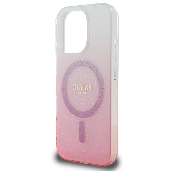 Guess IML Glitter Gradient MagSafe Case for iPhone 16 Pro Max - Pinkeng