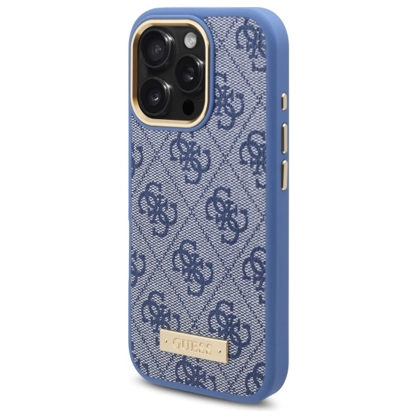 Guess 4G Logo Plate MagSafe Case for iPhone 16 Pro Max - Blueeng